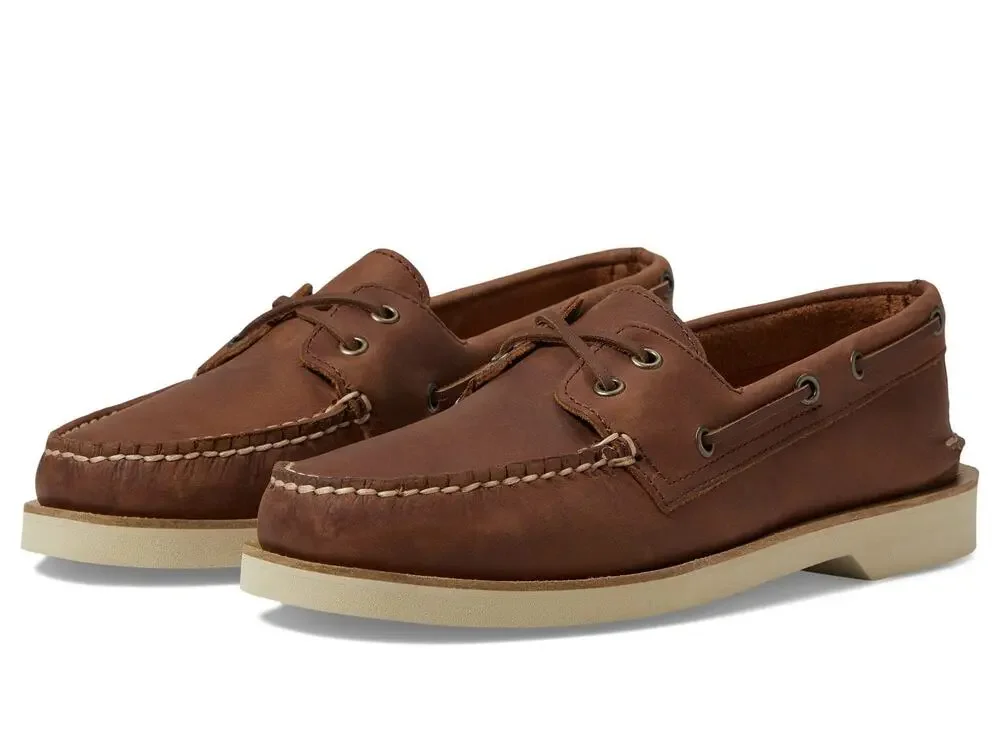SPERRY MEN'S AUTHENTIC ORIGINAL 2-EYE DOUBLE SOLE BOAT SHOE, DARK TAN, 10 W